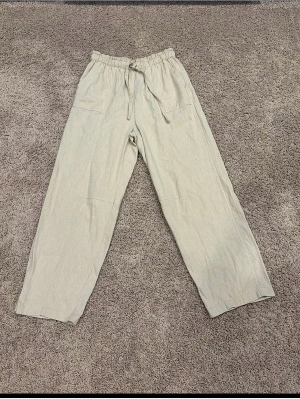 Elan Light Beige Drawstring Linen-Style Casual Chinos